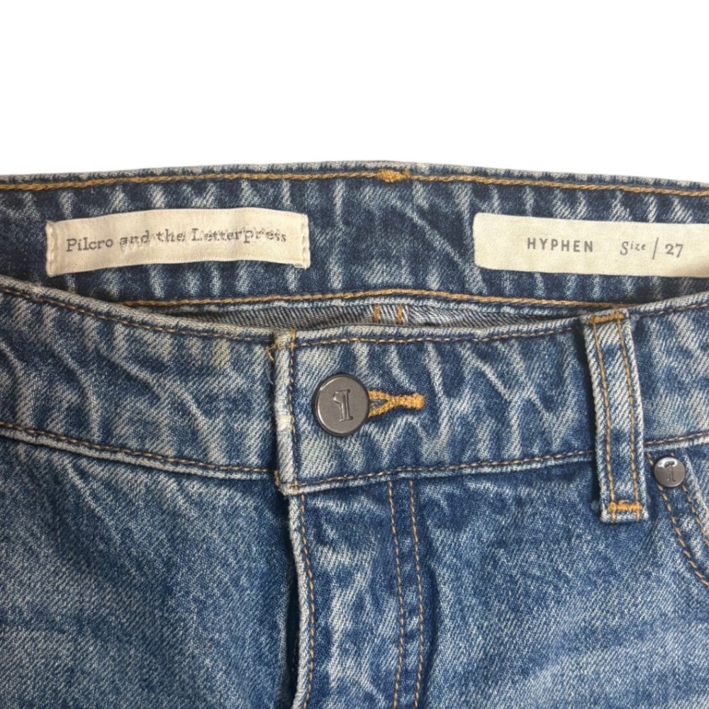 Pilcro and the Letterpress Hyphen Fringe Hem Jeans Blue Denim 27 Anthropologie - Picture 7 of 9